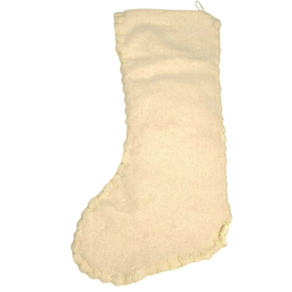 Handmade Santa Claus Christmas Stocking Rustic Folk Art Country Sherpa Felt - Picture 3 of 4